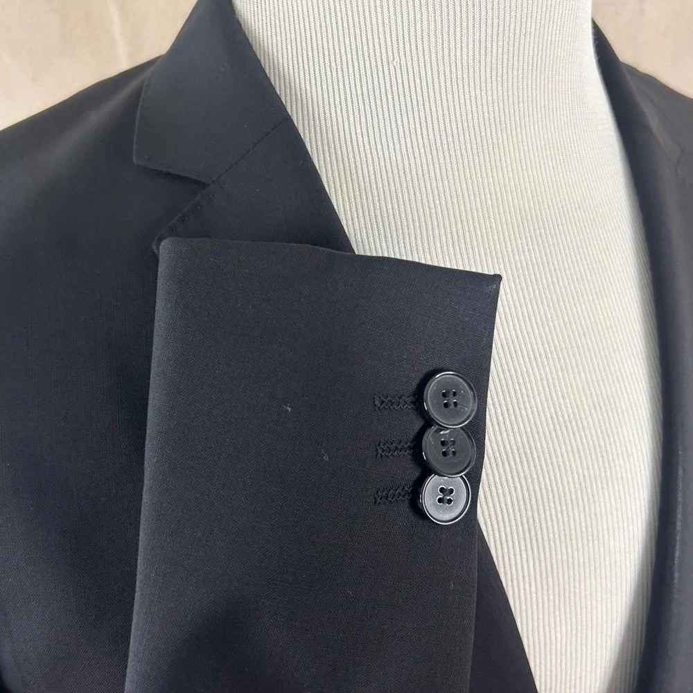 Hugo Boss 38R Arti Heilon Sport Coat Wool Blend Black Two Button Double Vented